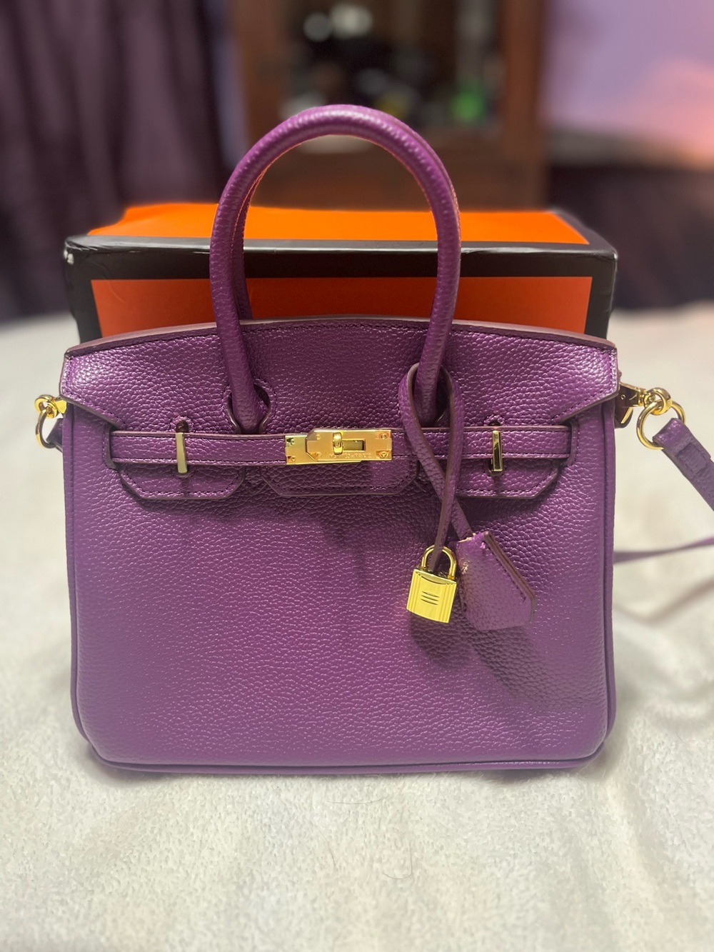 H Birkin 25 Anemone Purple TOGO Leather Gold Tone Hardware Strap BEAUTIFUL